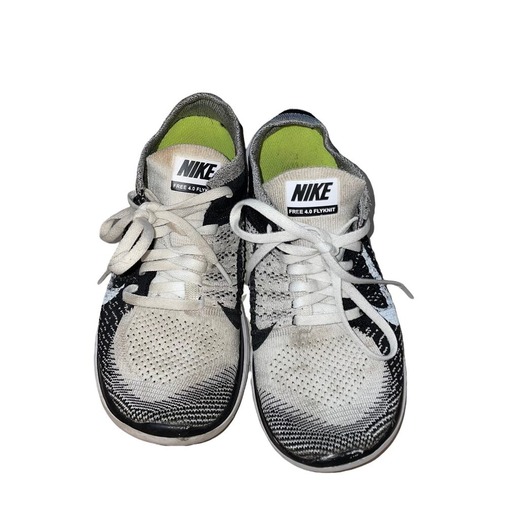 Womens Nike Free 4.0 Flyknit White Black Size 7 - Picture 2 of 4